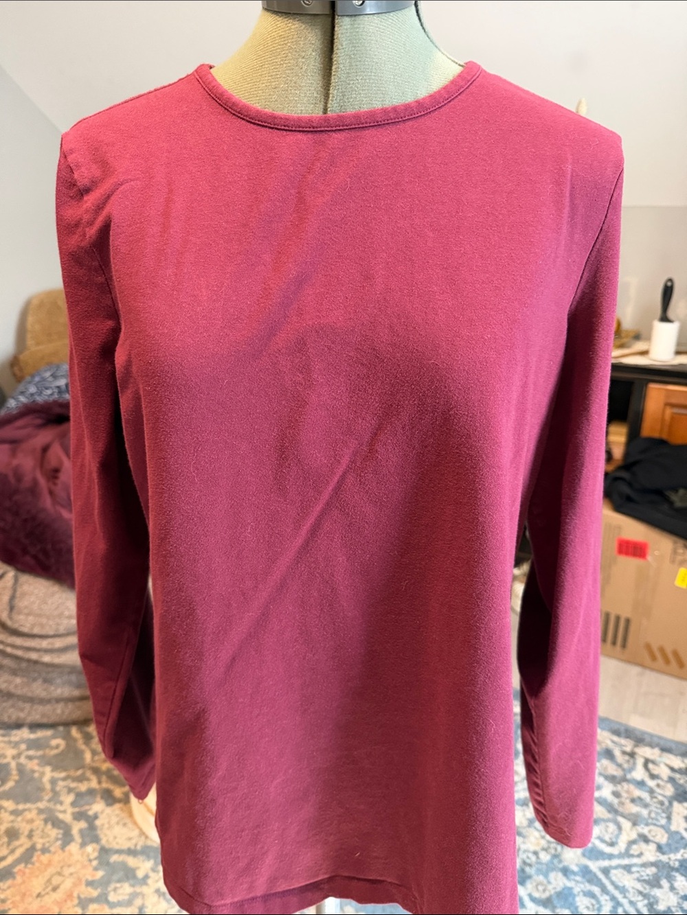 D&Co. Long Sleeve Crewneck Tee in Wine